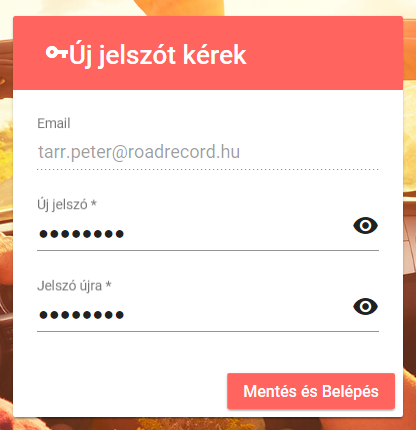 elfelejtett jelszó RoadRecord