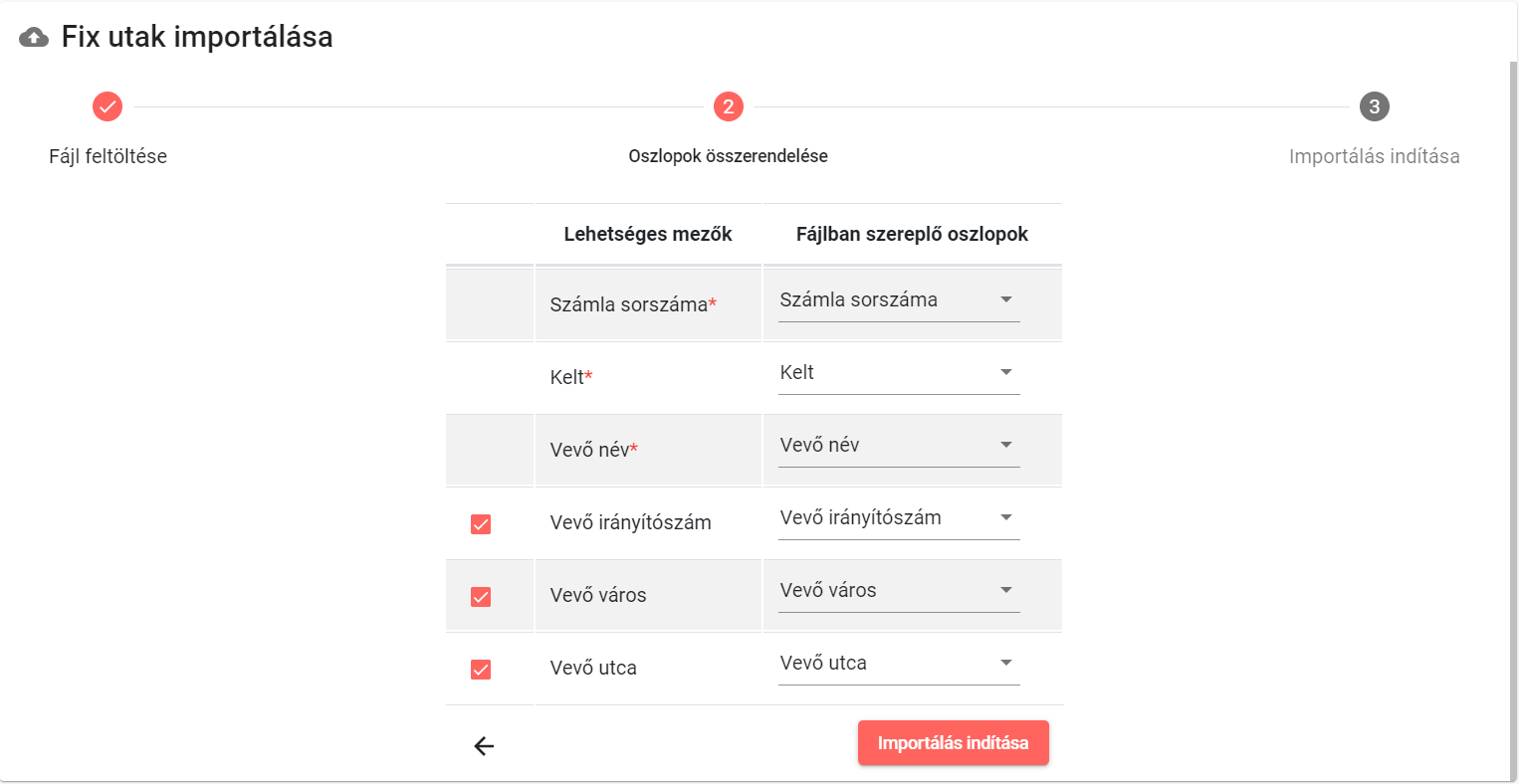 RoadRecord fix utak importálása Billingo számlázóból