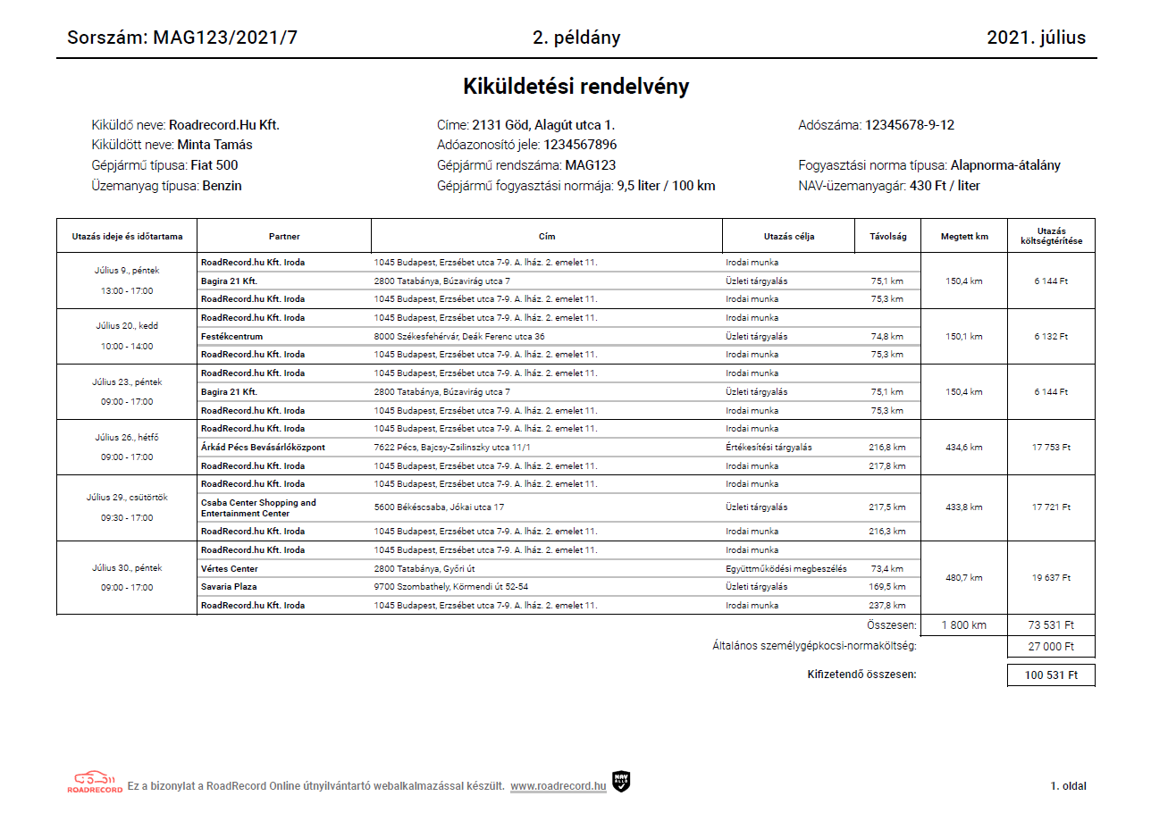 elszámolás kiküldetési rendelvénnyel 