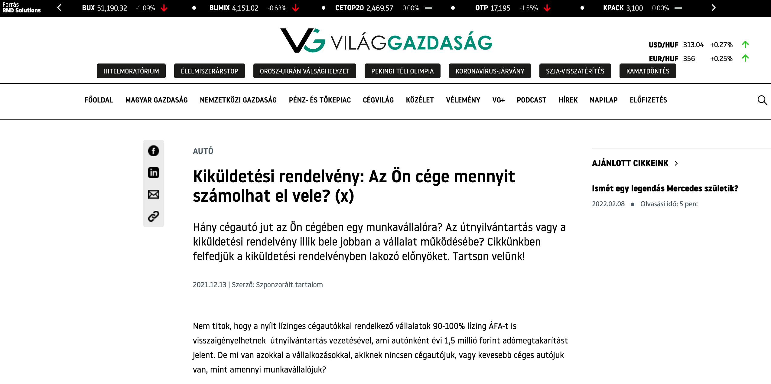 kiküldetési rendelvény vilaggazdasag