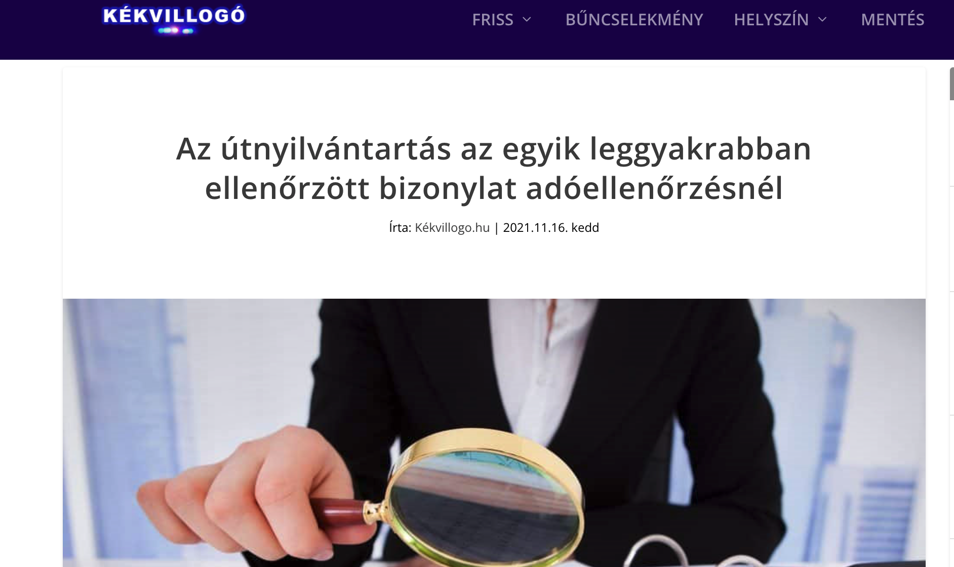 útnyilvántartás kékvillogó