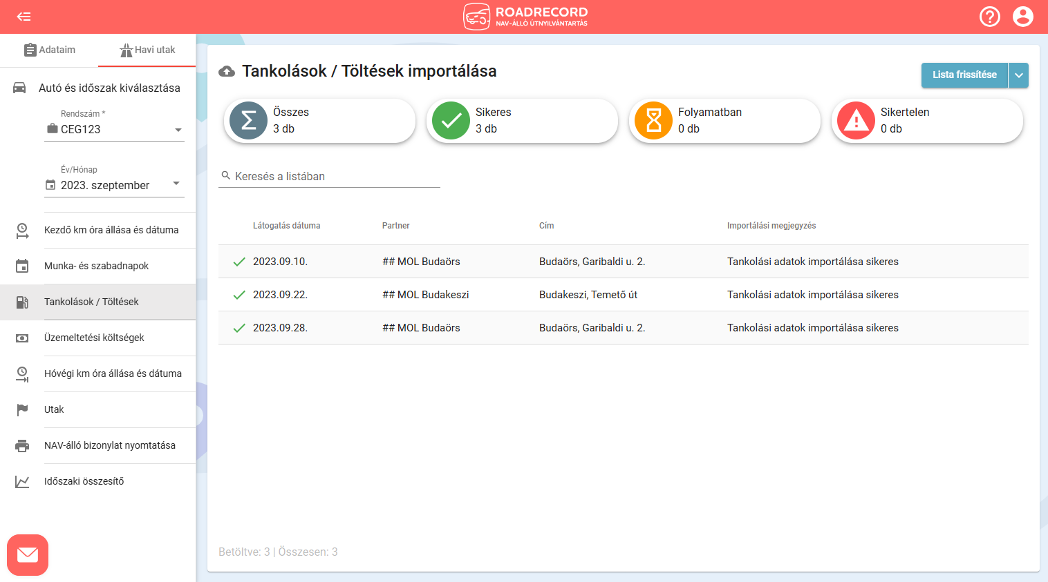 tankolás import 6