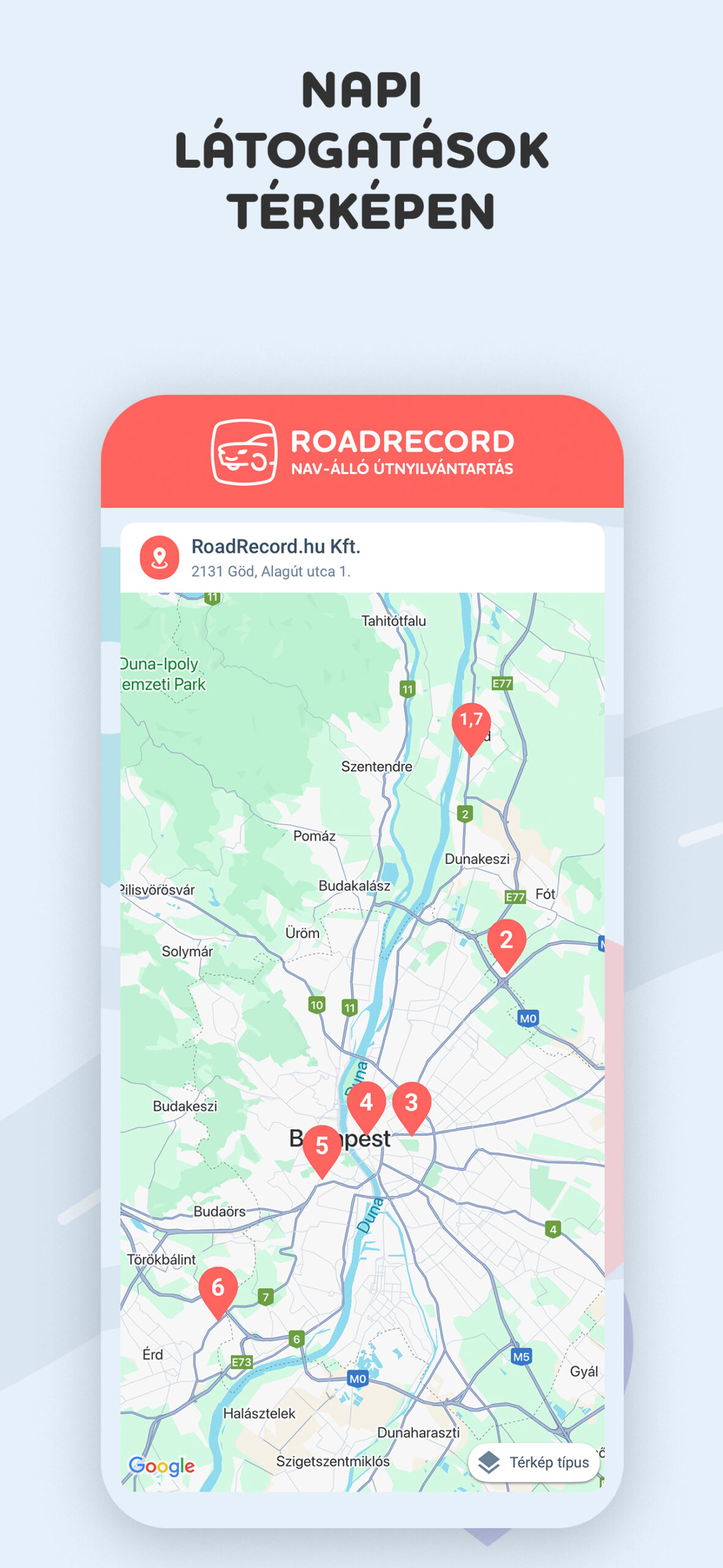 automata útnyilvántartó alkalmazás