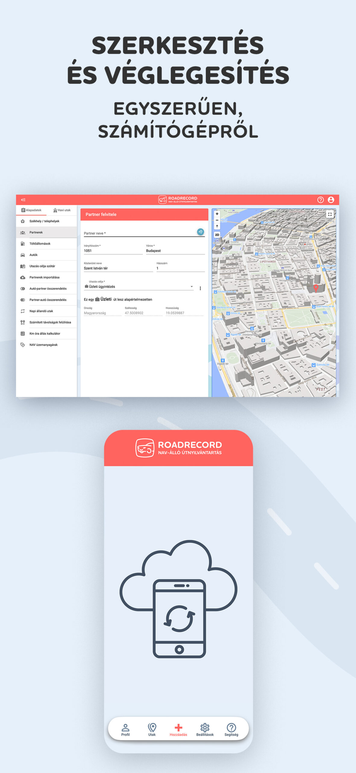 útnyilvántartó app és online
